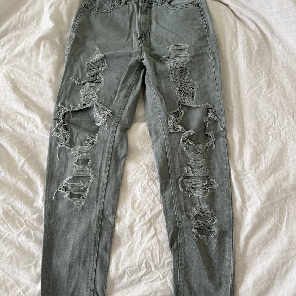AE Distressed ashy green Jeans